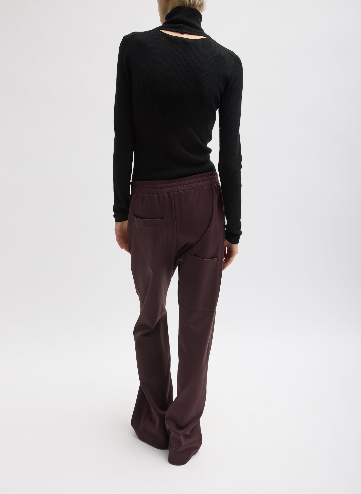 Brown Active Knit Scottie Jogger - full look, back view on model