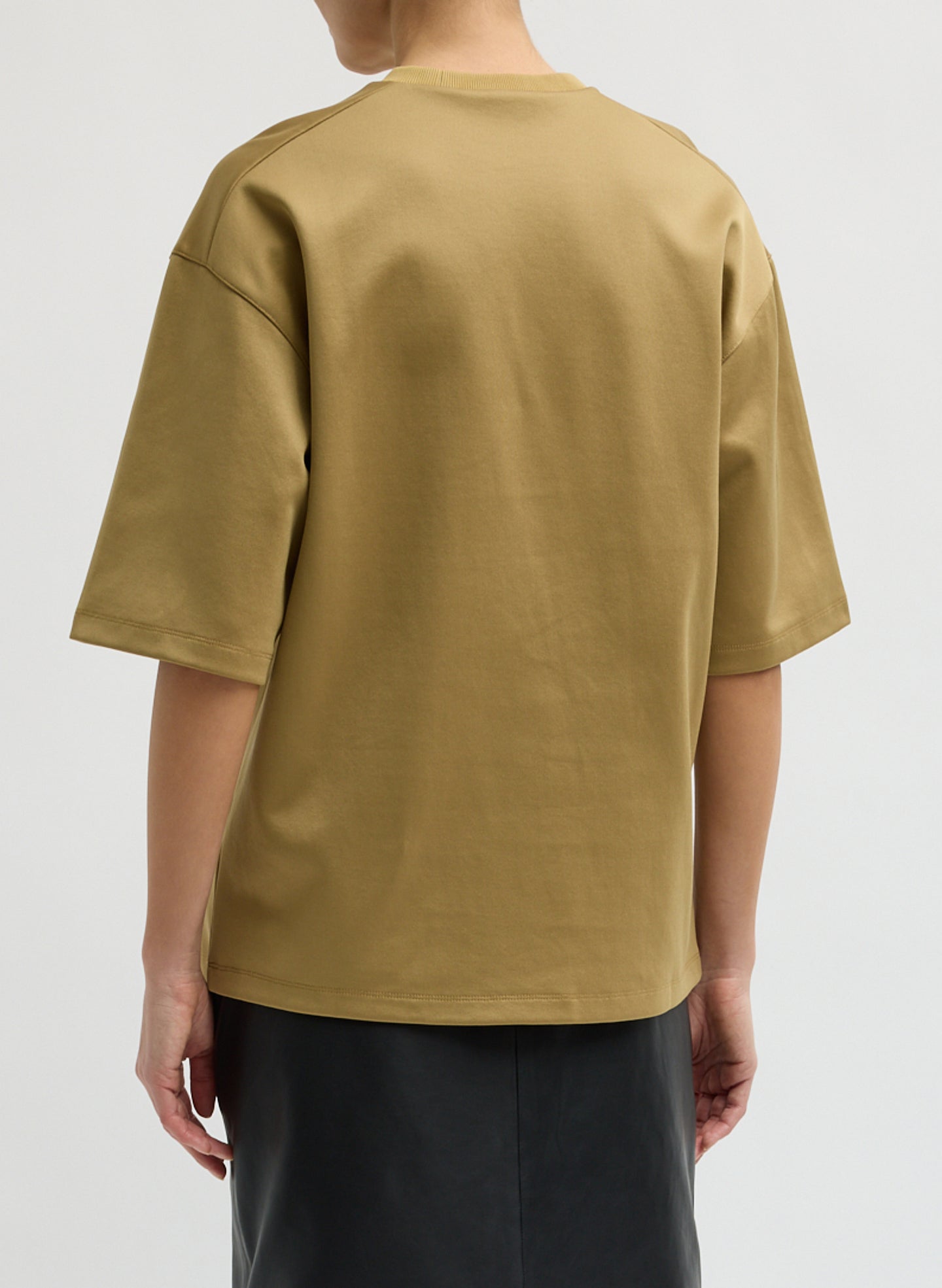 Buff Tan Active Knit Easy T-Shirt - oversized t-shirt, back view on model