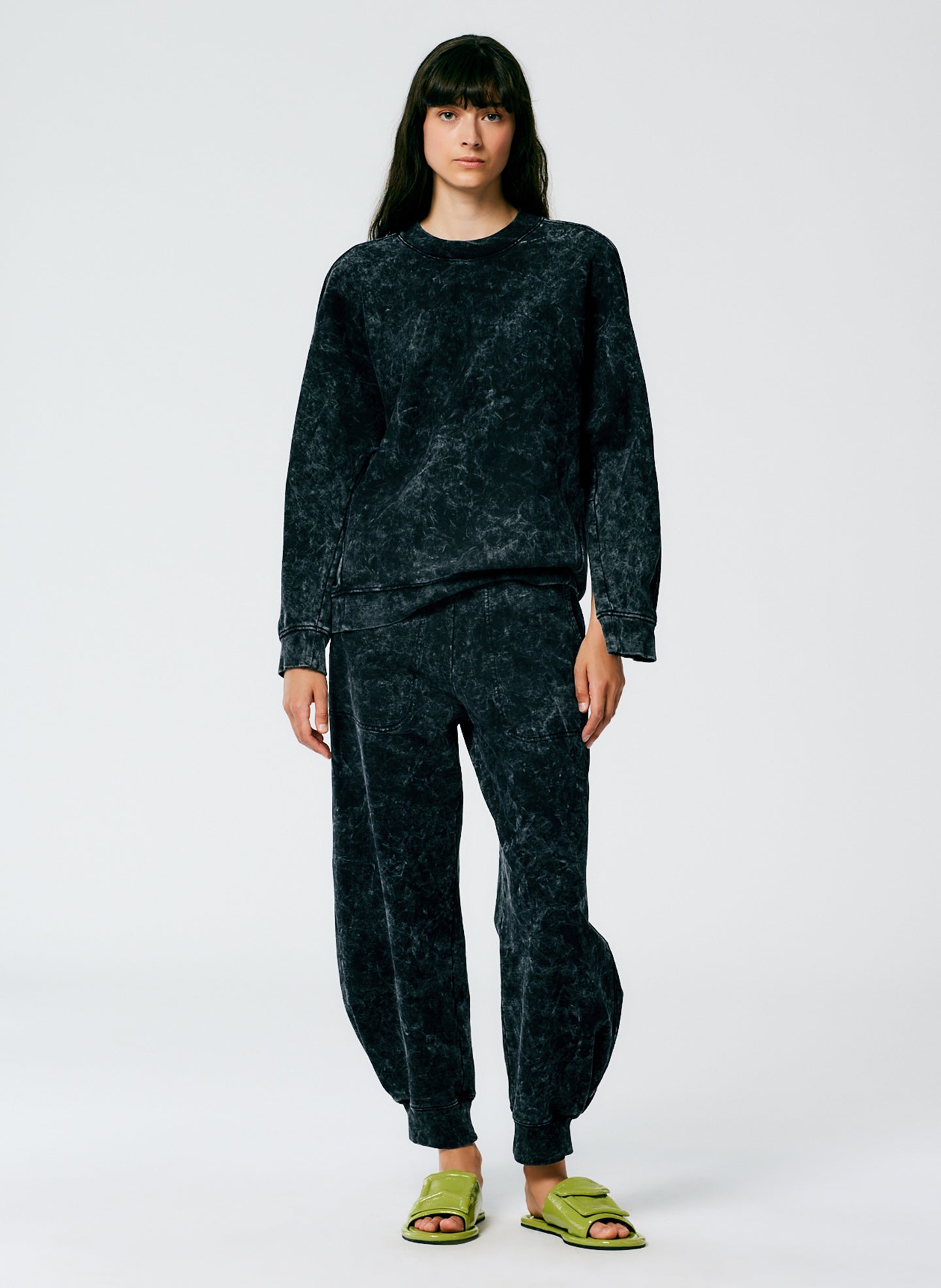 Acid Wash Calder Sweatpant - Long - Black Multi-1