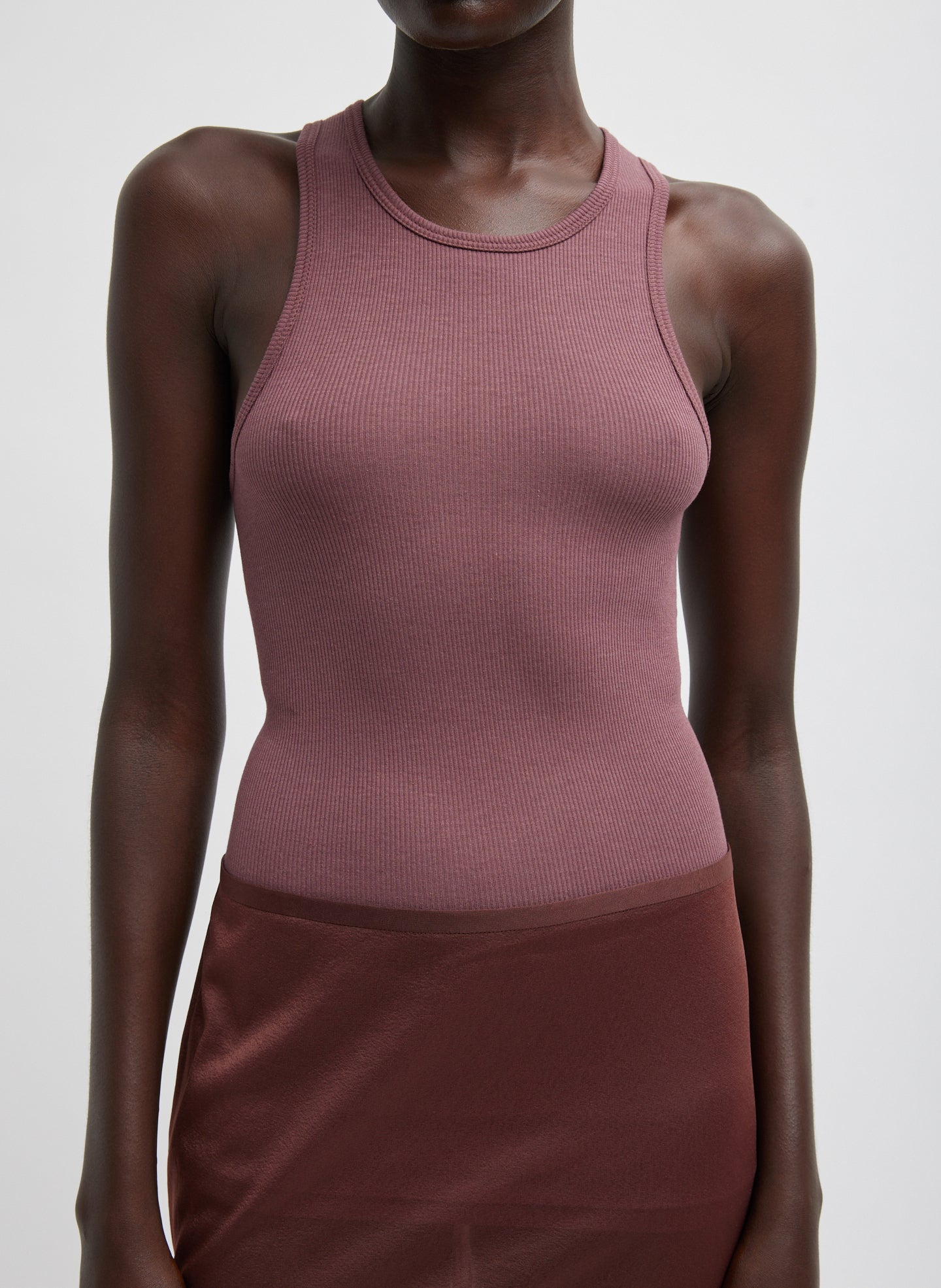 Circular Fine Rib T-Shirt Tank - Cinnamon-1