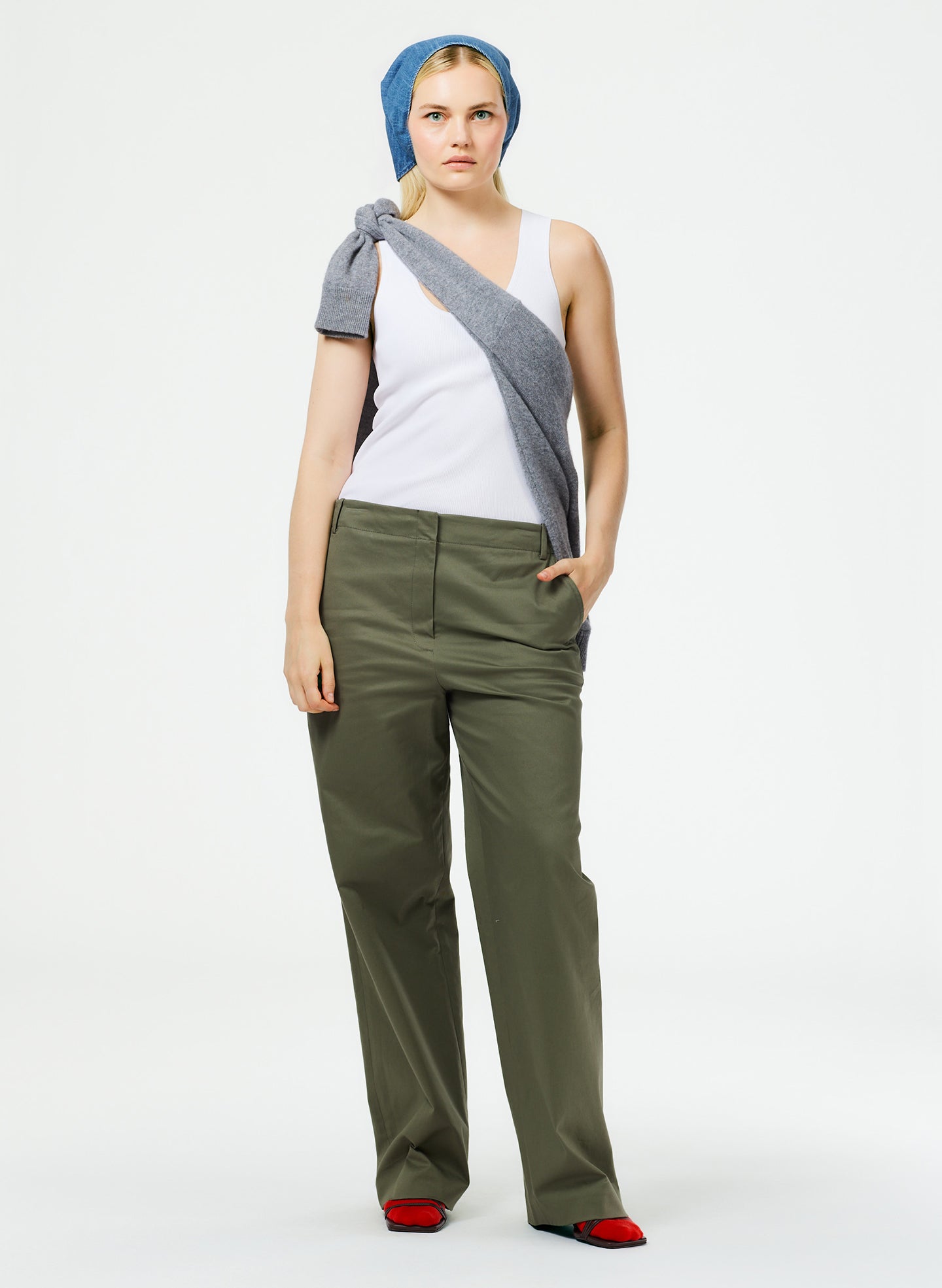 Chino Rodney Straight Leg Trouser - Sage-1