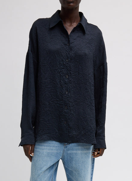 Crinkle Shirting Oversized Shirt – Tibi Official