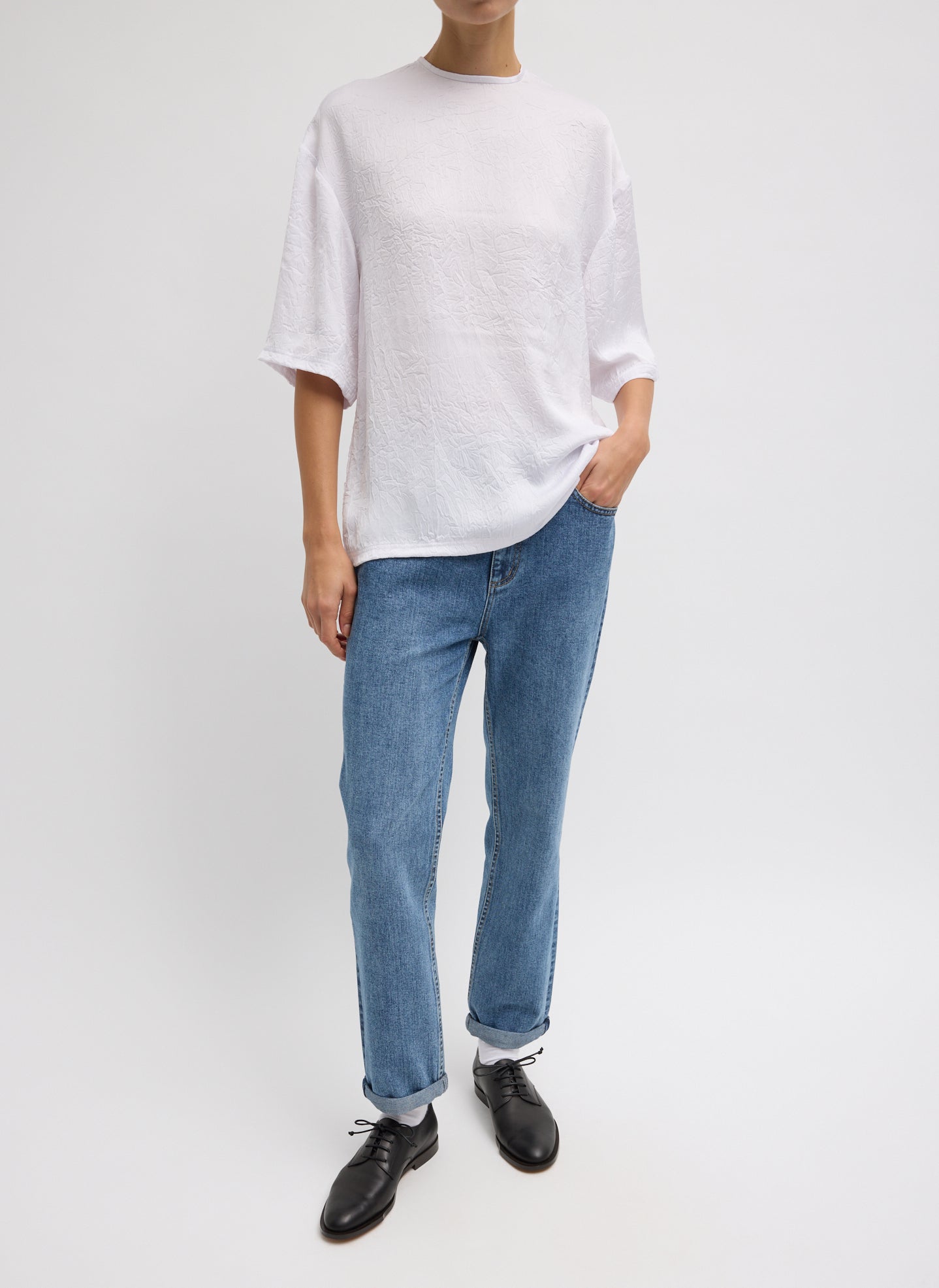 tibi ティビ シンプル 白シャツ Long Sleeve Fitted T-Shirt – Tibi Official