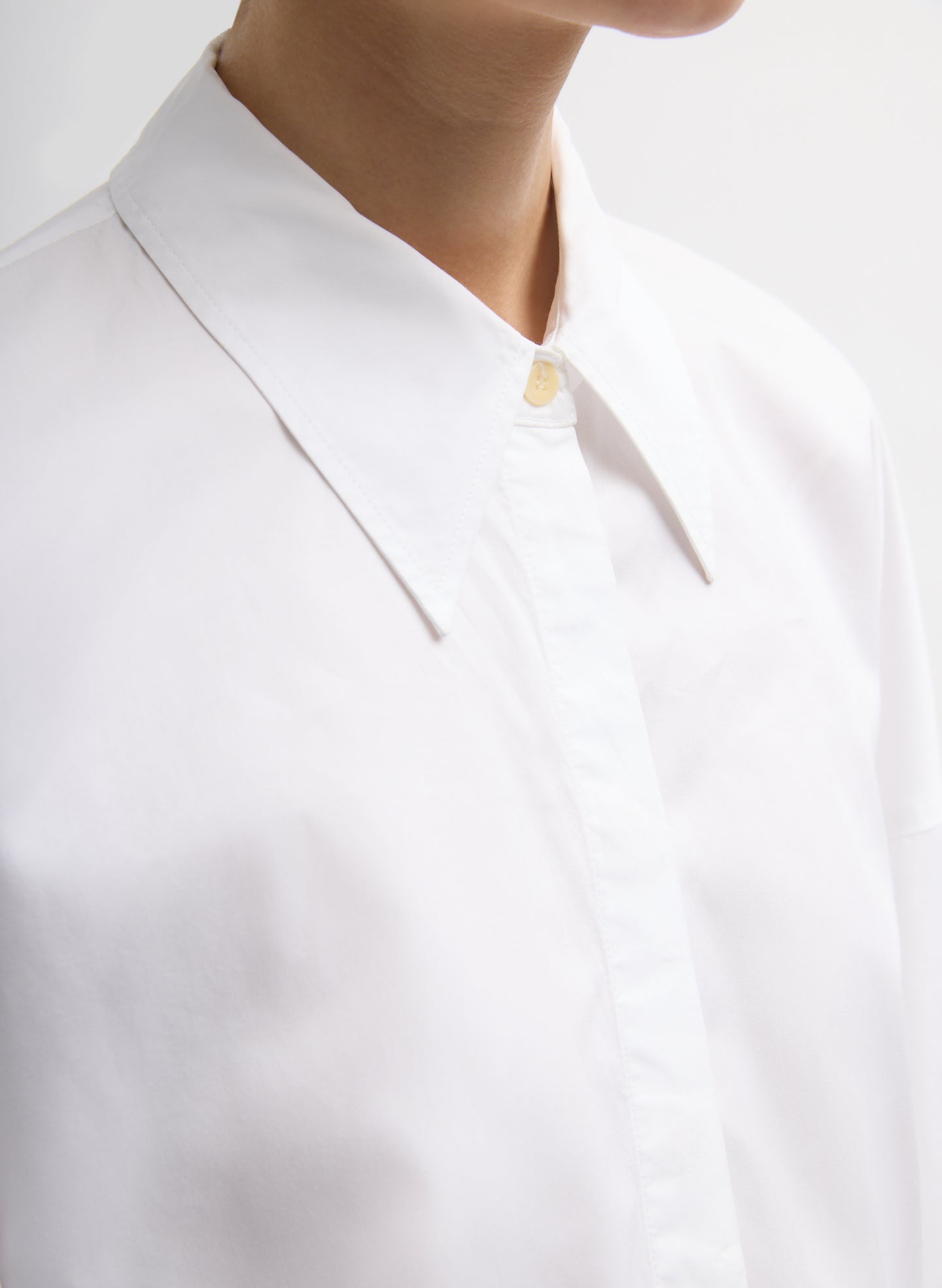 White Gabe Oversized Shirt - closeup of collar detail