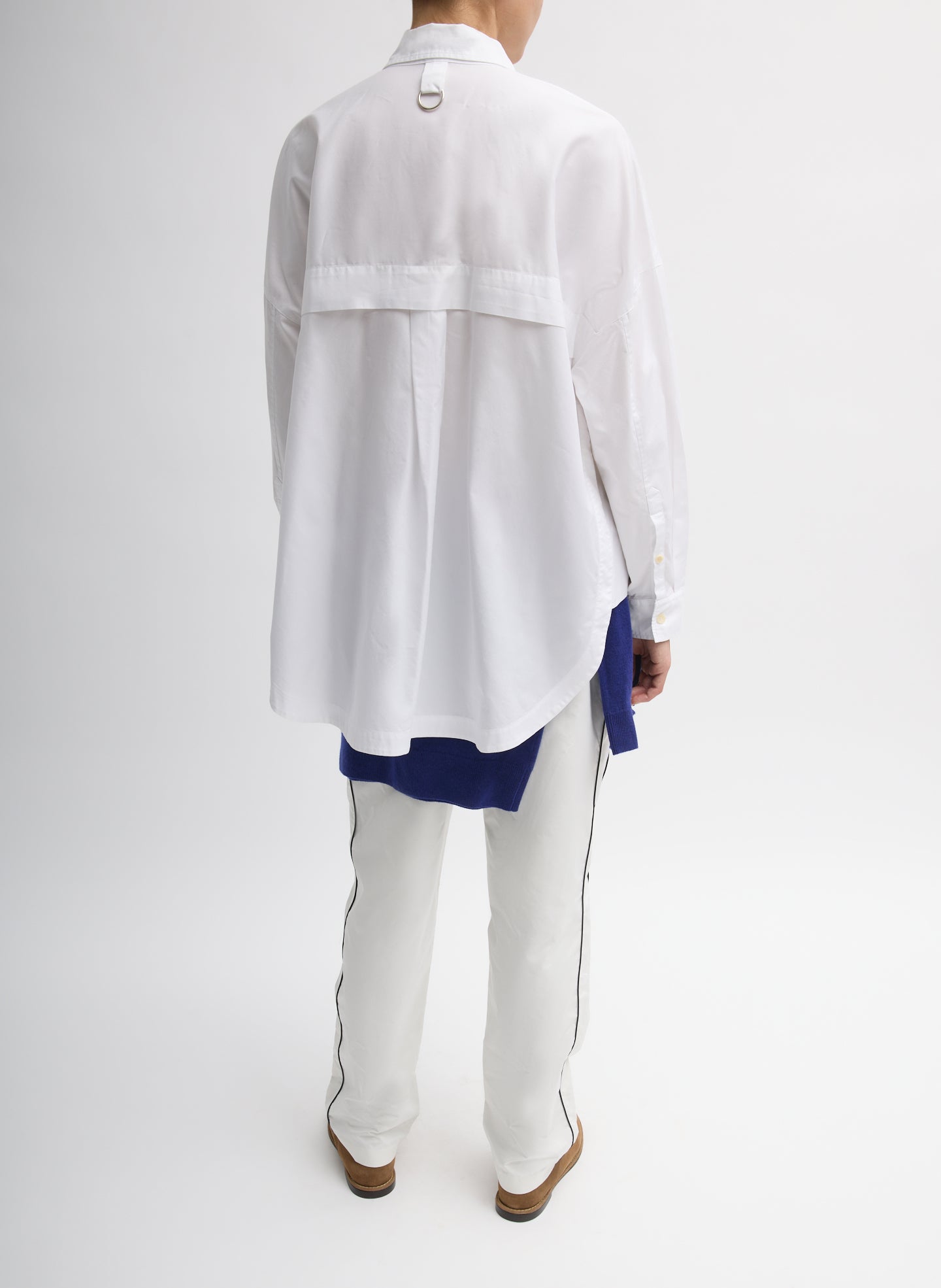 White Gabe Oversized Shirt - full look, back view on model