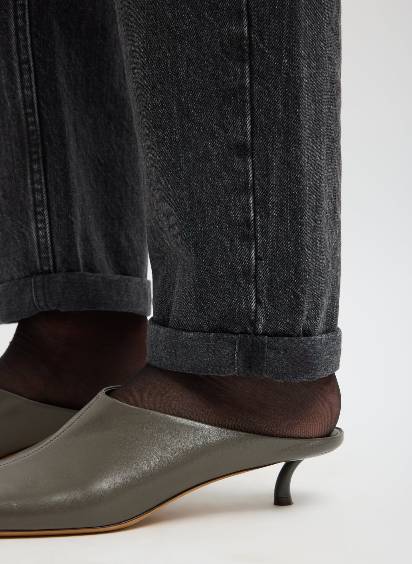Black Denim Willem Jean - closeup of hem detail