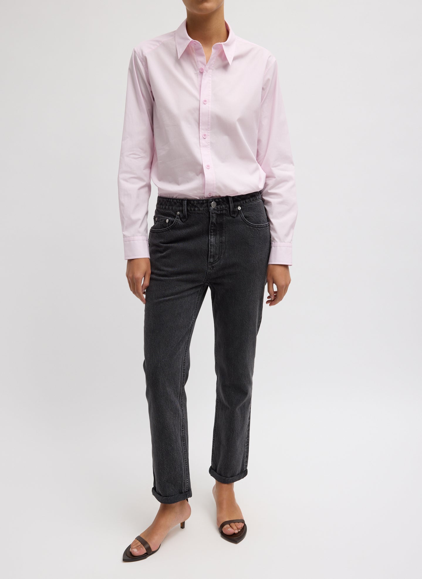 Black Denim Willem Jean - slim cut jean, front view on model