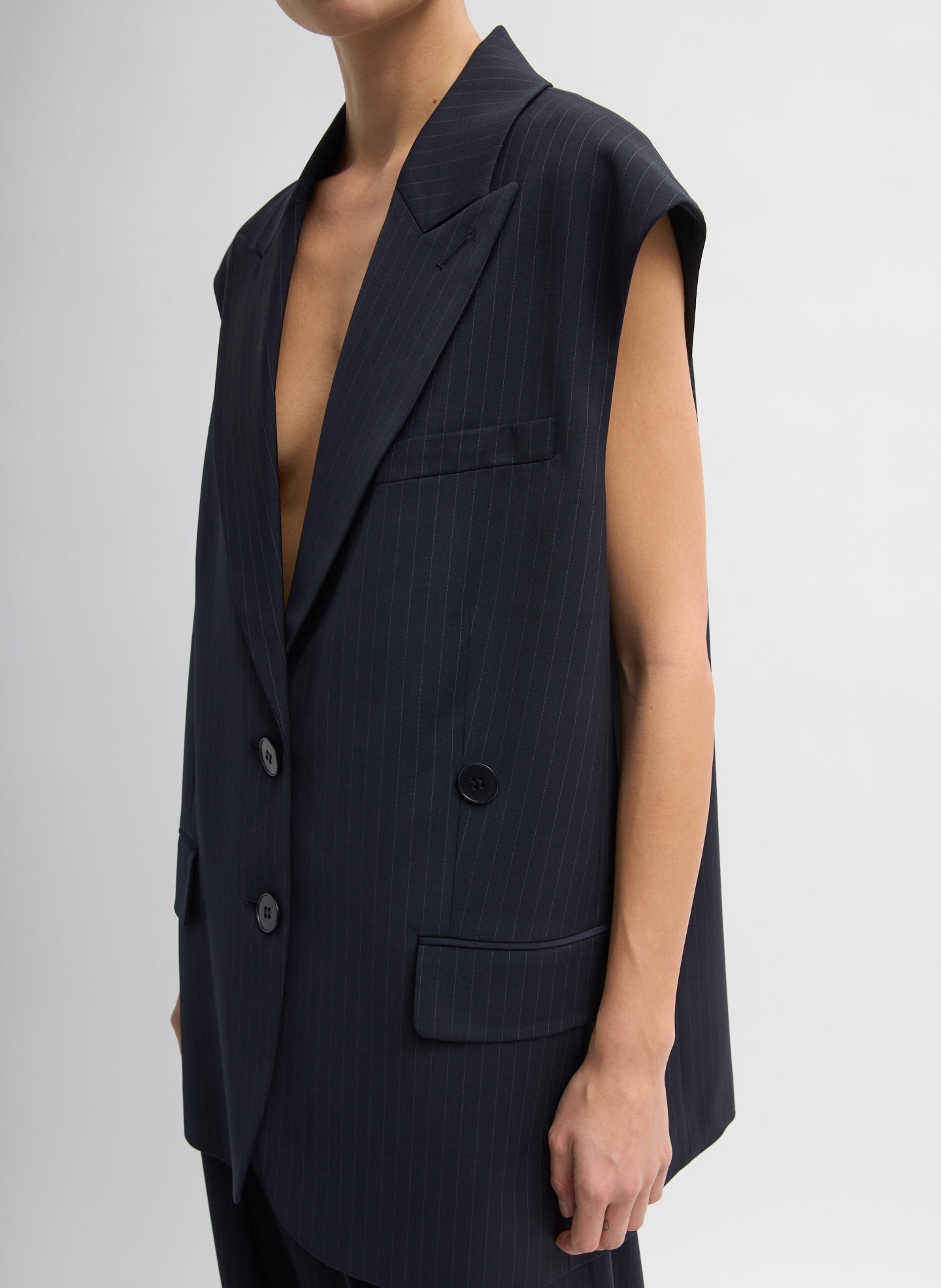 Dominic Pinstripe Liam Vest – Tibi Official