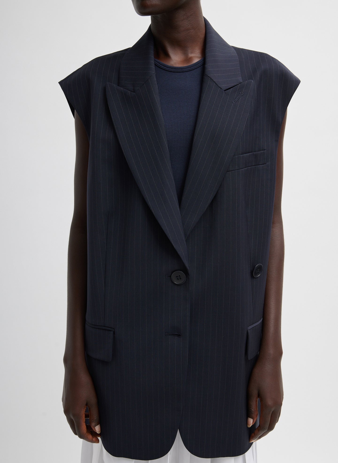 Dominic Pinstripe Liam Vest - Navy Multi-1