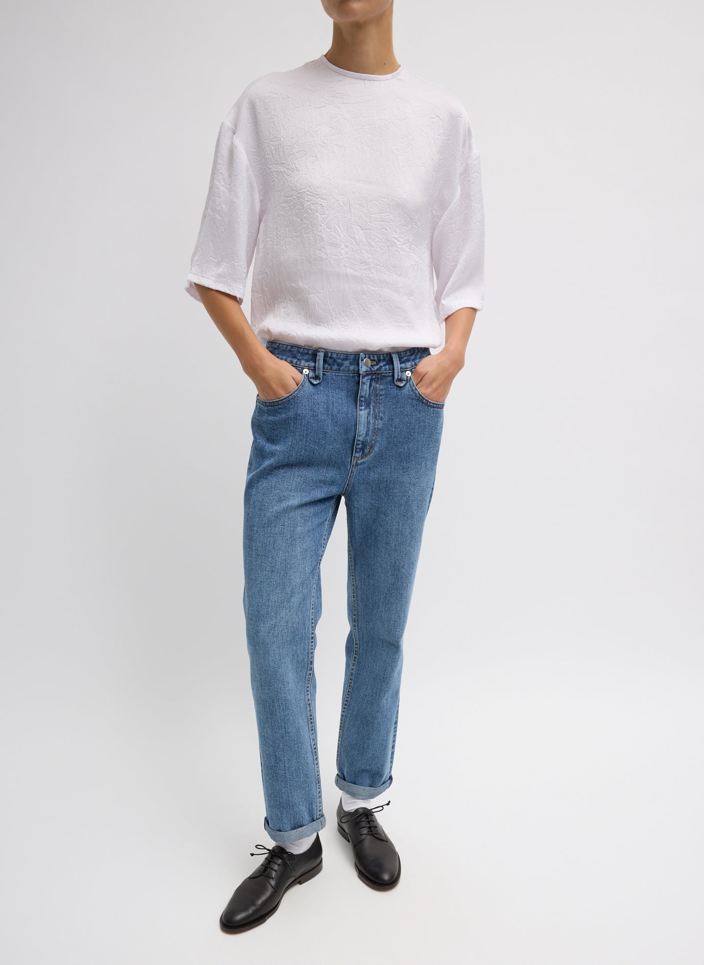 Classic Wash Denim Willem Jean - Classic Wash Denim Willem Jean - straight leg, slim fit front view on model