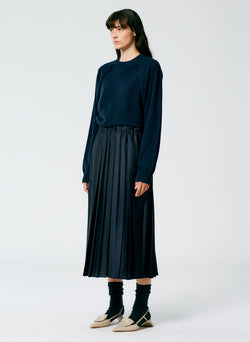 Feather Weight Pleated Pull On Skirt Navy-2