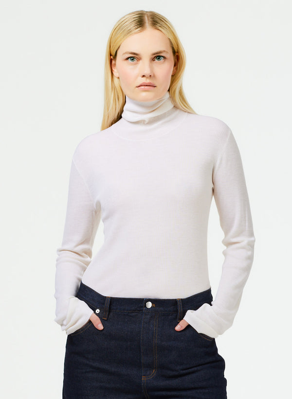 Featherweight Ribbed Sweater Turtleneck Pullover - Featherweight Ribbed Sweater Turtleneck Pullover