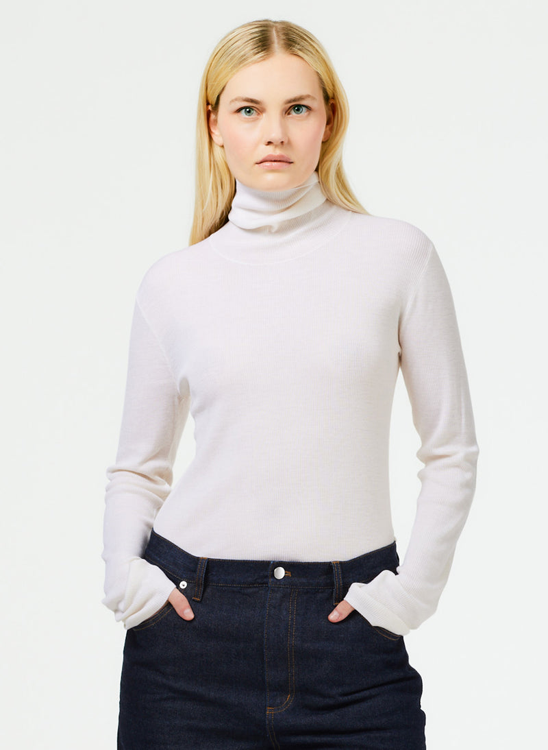Featherweight Ribbed Sweater Turtleneck Pullover – Tibi Official