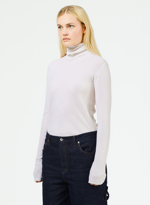 Featherweight Ribbed Sweater Turtleneck Pullover - Featherweight Ribbed Sweater Turtleneck Pullover