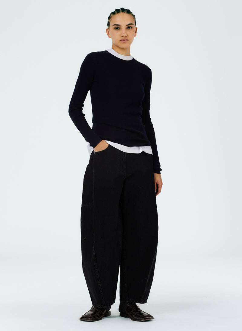 Feather Weight Ribbed Crewneck Pullover Sweater – Tibi Official