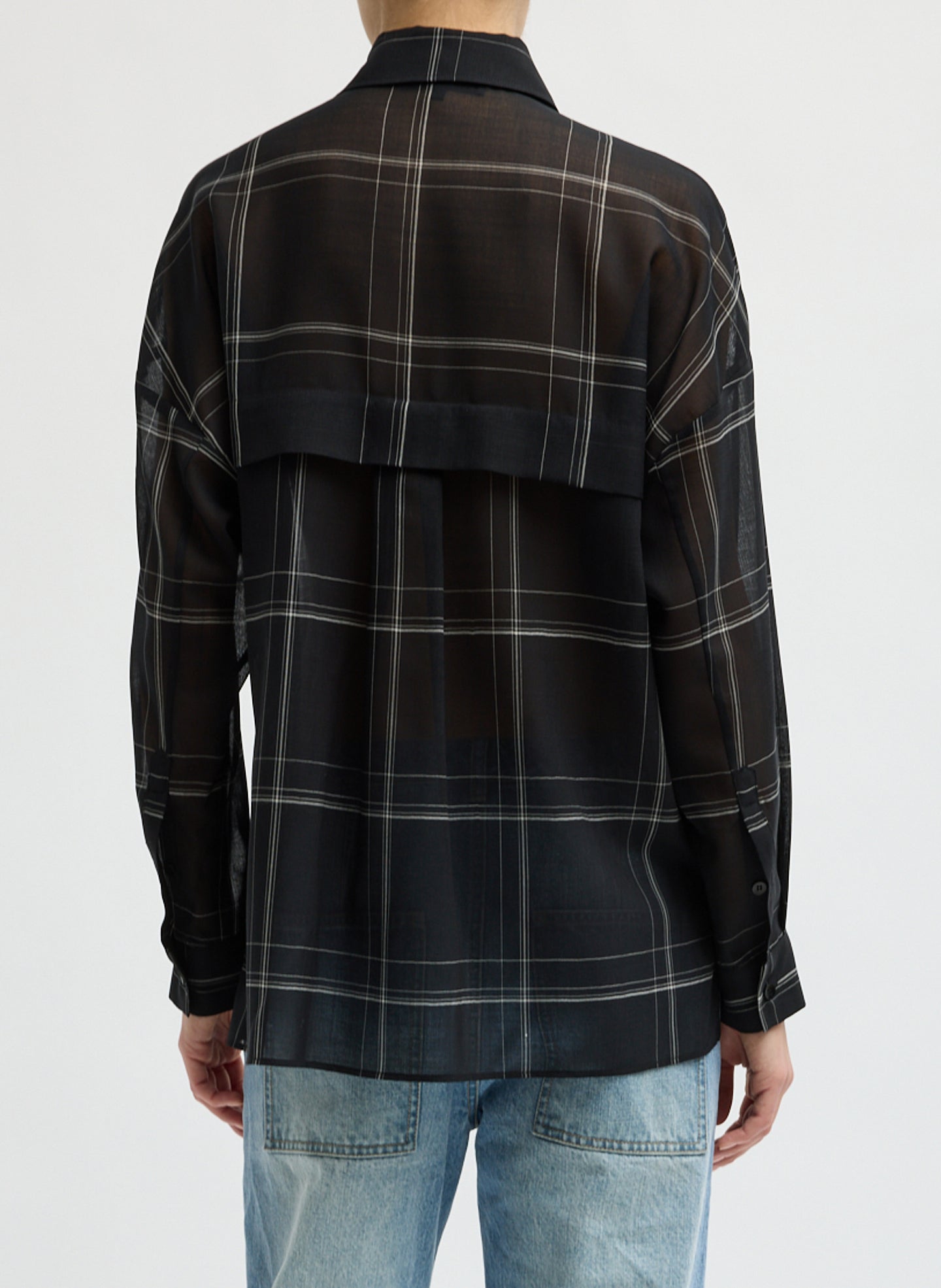 Sheer Wool Gauze Check Oversized Shirt – Tibi Official