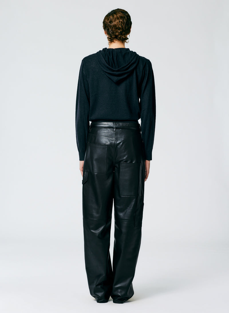 Leather trousers Zara Khaki size S International in Leather - 20416005