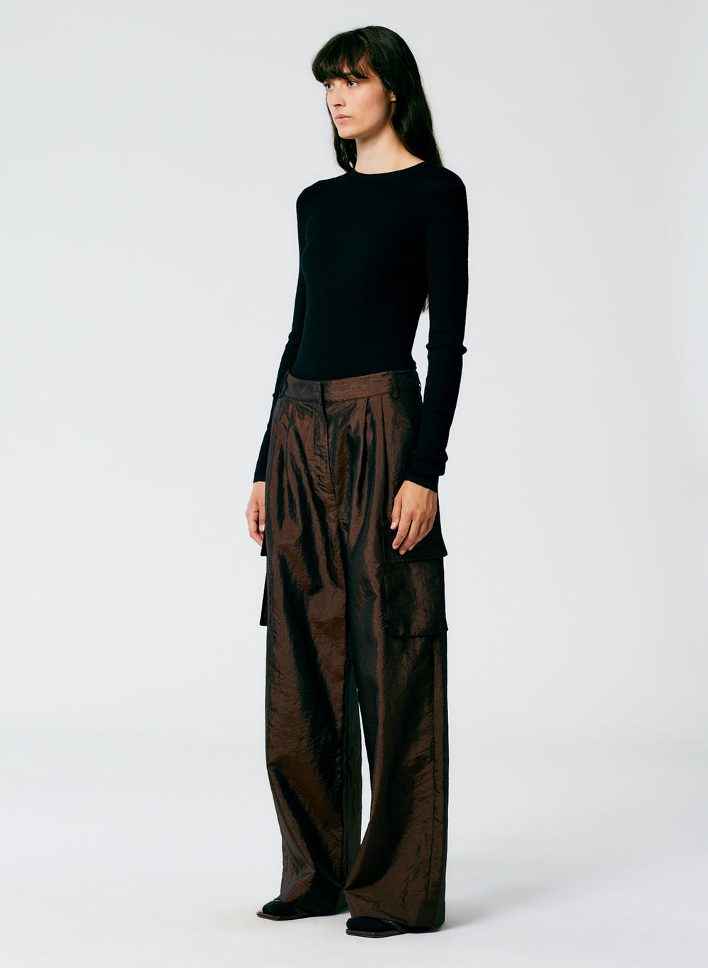 TIBI POWDER NYLON
PLEATED CARGO STELLA
PANT, SIZE 8
