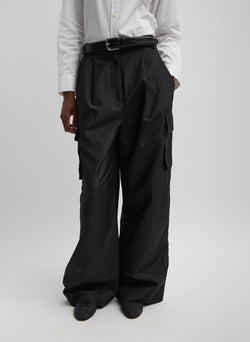 Relaxed Fit Nylon Cargo Pants - Black - Men