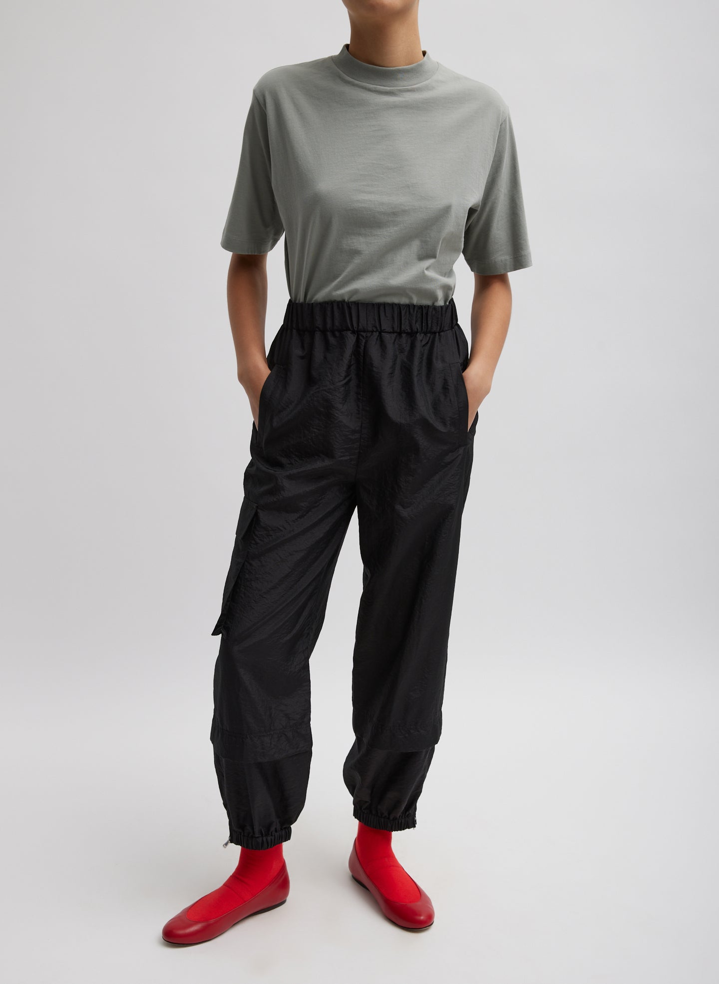 Crispy Nylon Wilt Pull On Jogger - Black-1