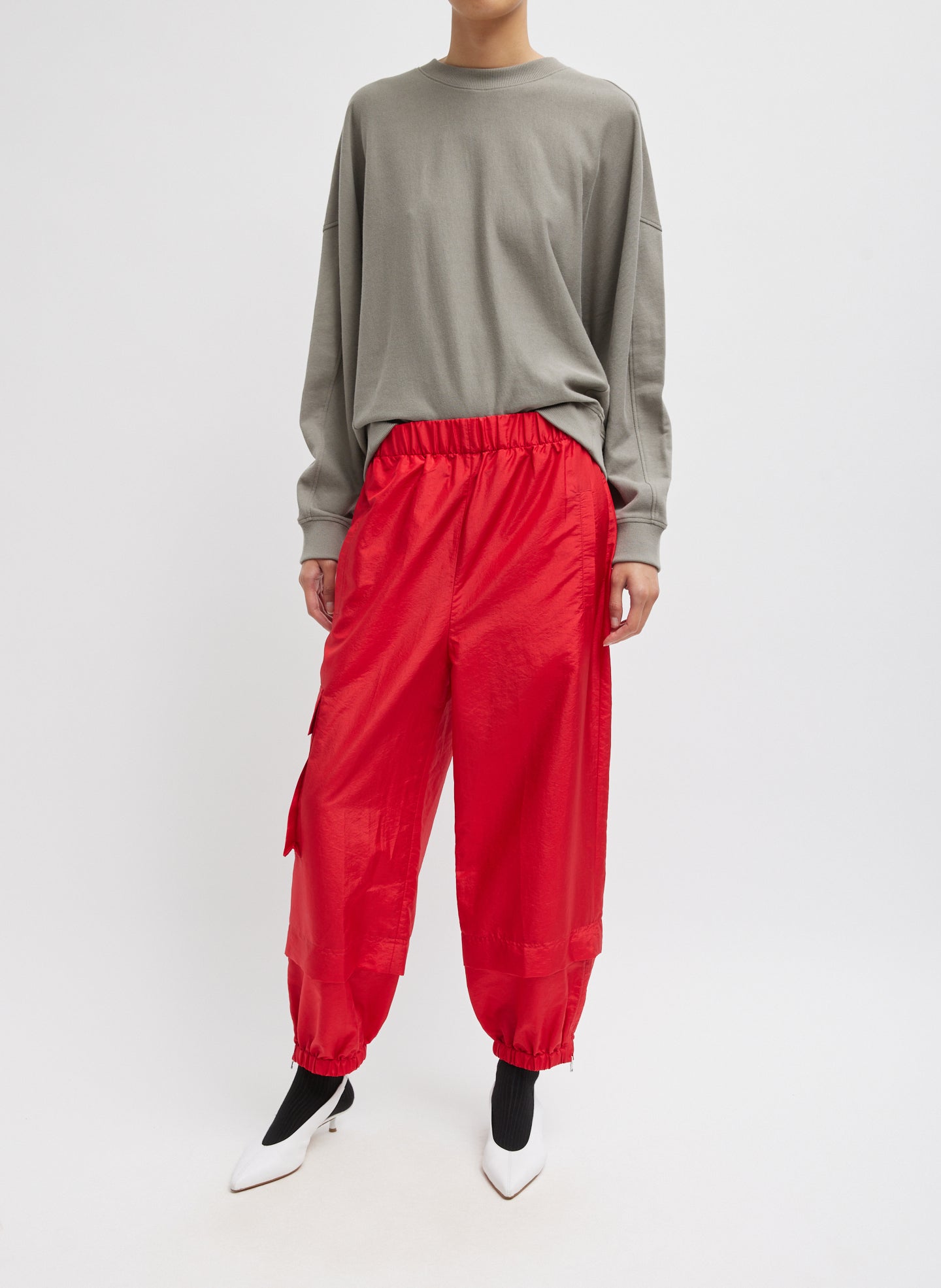 Crispy Nylon Wilt Pull On Jogger - Red-1