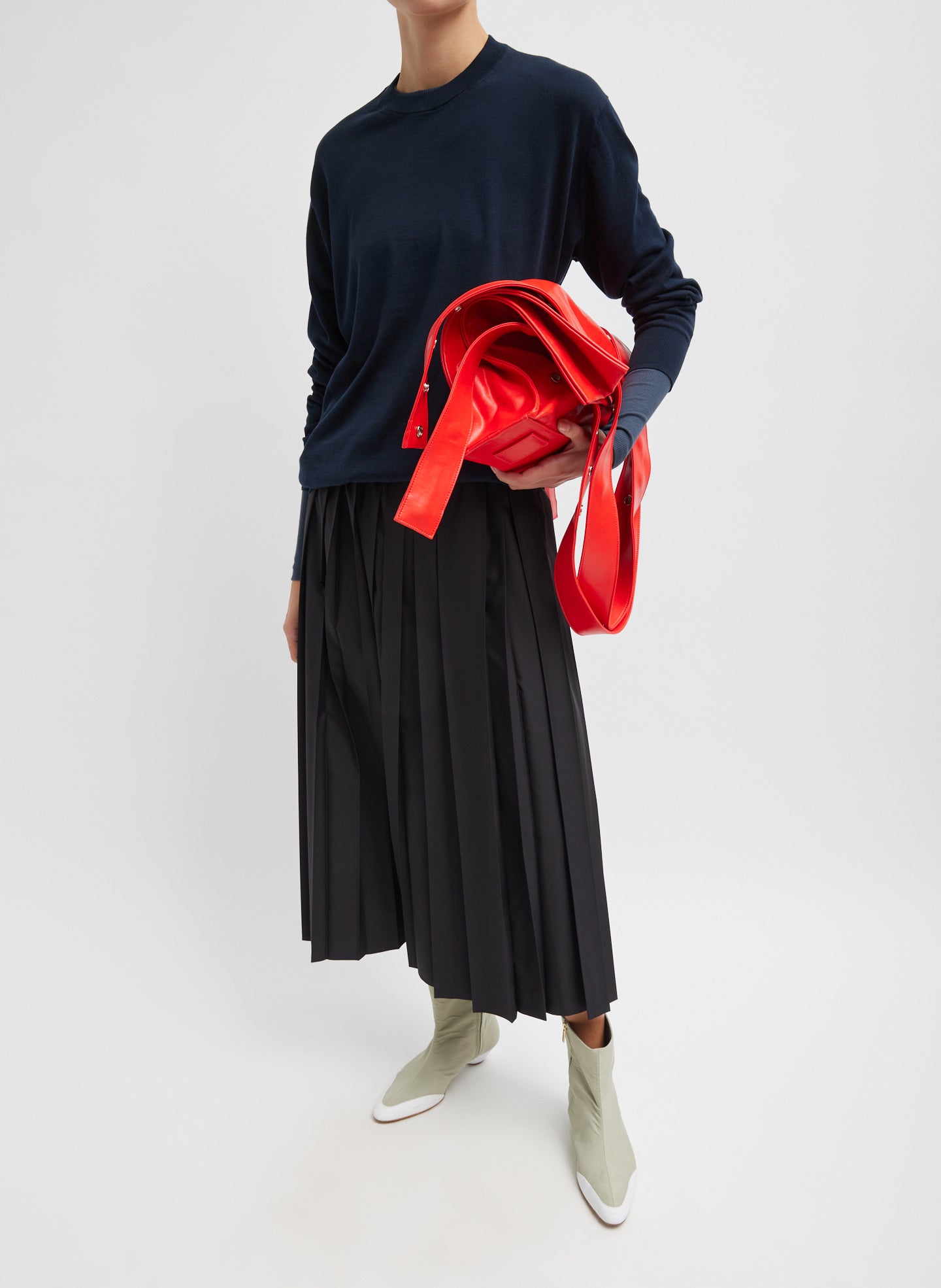 tibi black pleated dress Compact Eco Poplin Pinched Pleat Dress Black / 14 / S126CP1661