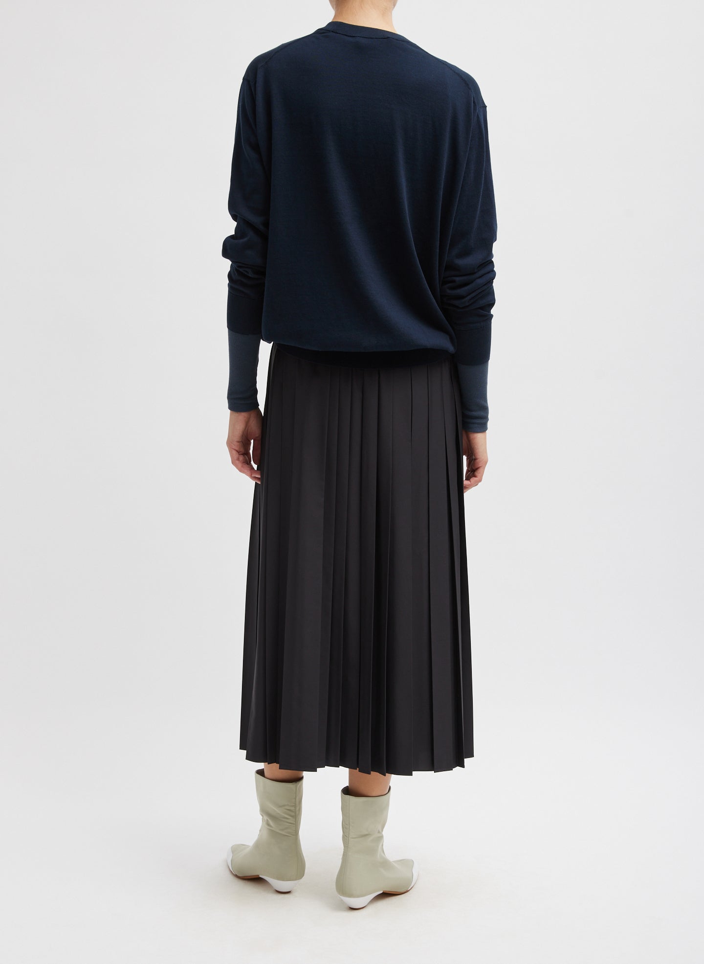 tibi black pleated dress Compact Eco Poplin Pinched Pleat Dress Black / 14 / S126CP1661