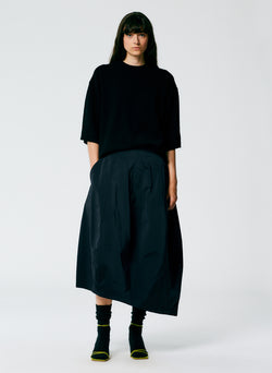 Nylon Asymmetrical Balloon Skirt - Regular Navy-2