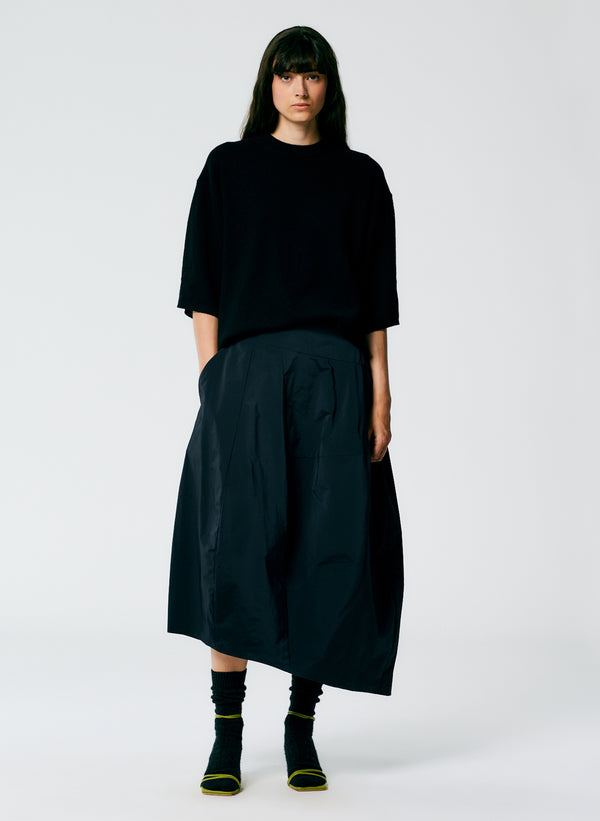 Silk Cotton Eyelet Asymmetrical Balloon Skirt main image 0