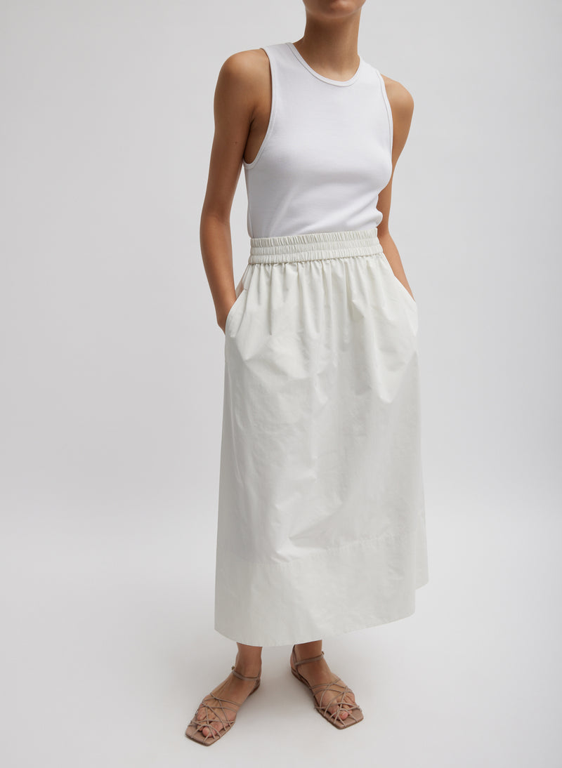 티비 Tibi Nylon Pull On Full Skirt,White