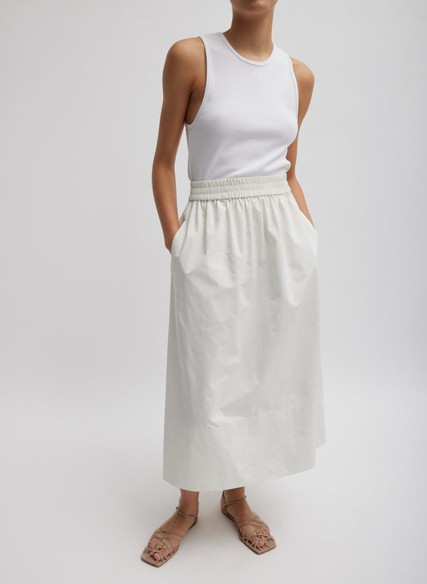 Nylon Pull On Full Skirt - White-1