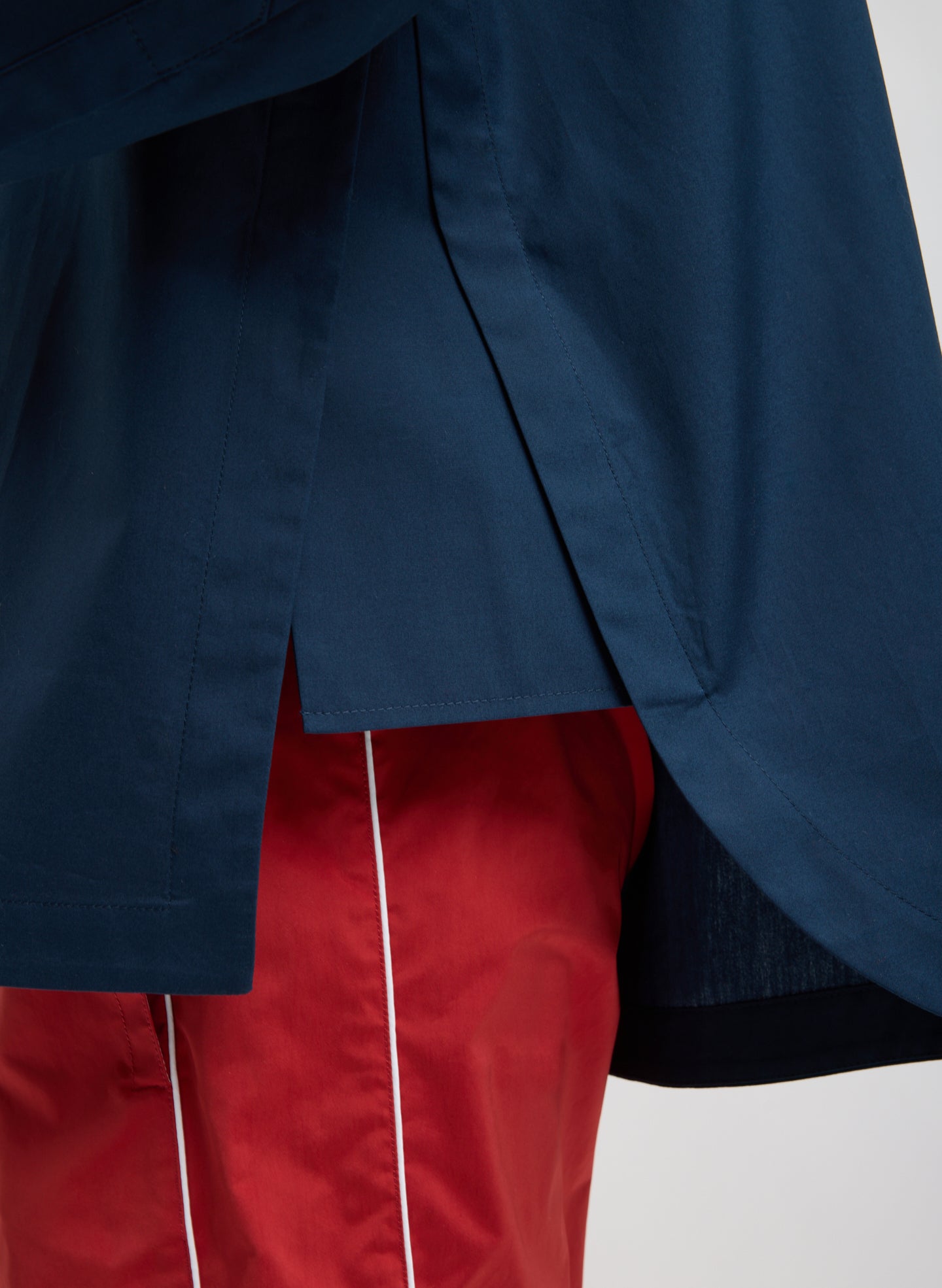 Navy Gabe Shirt - closeup of hem detail