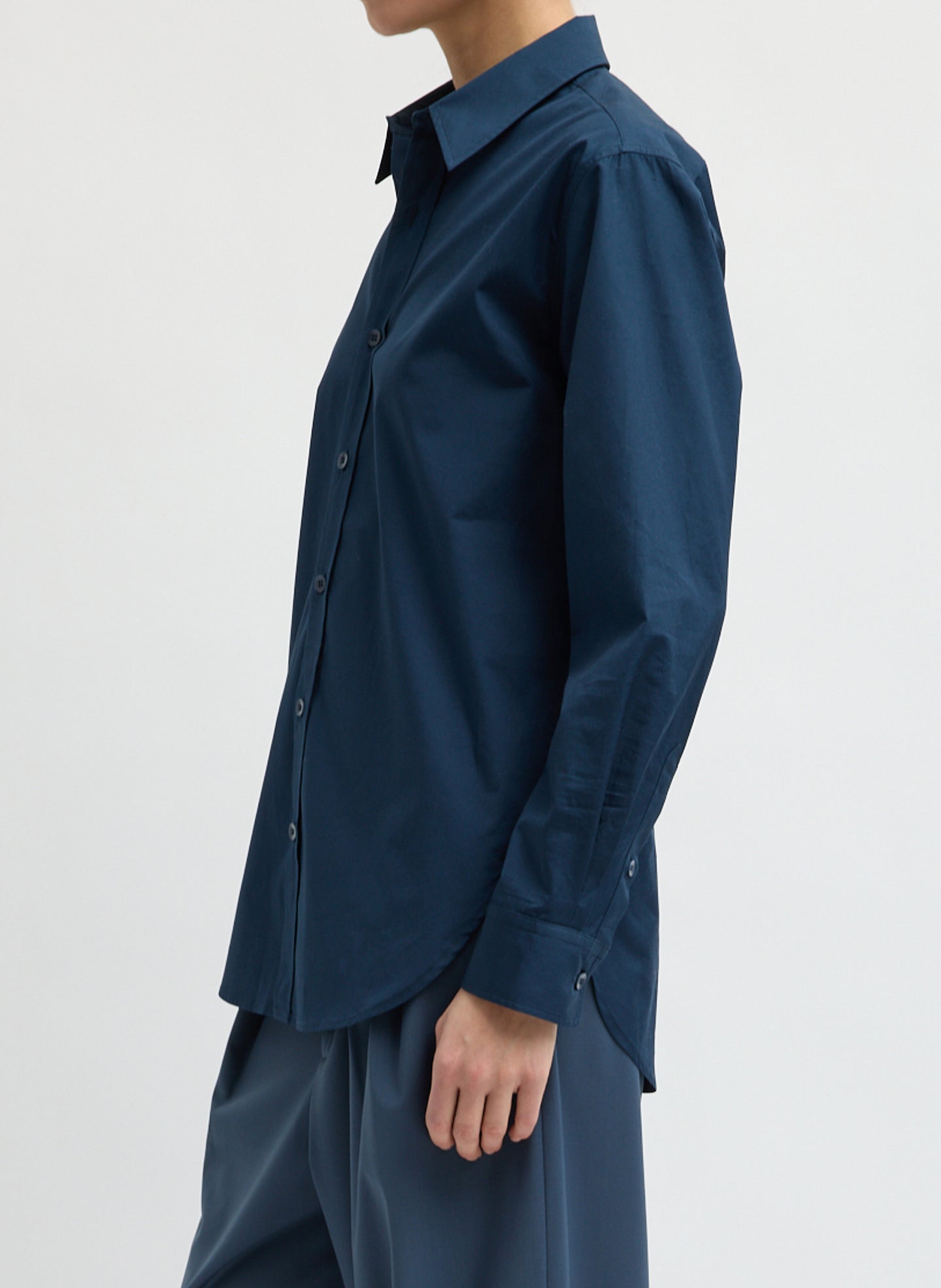 Navy Blue New Shirting Charlie Men's Slim Shirt - button down shirt, side view on model
