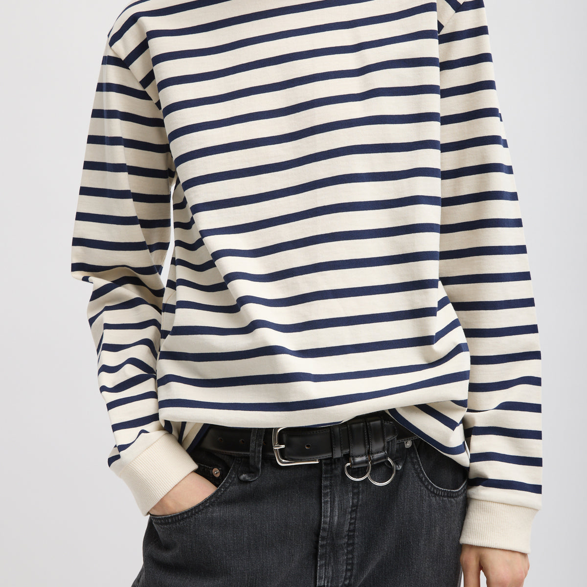 Tibi Striped Perfect Tee Crew Neck | Blue/Stripe/Off White | Size Xs | Shopbop, image size:1200x1200