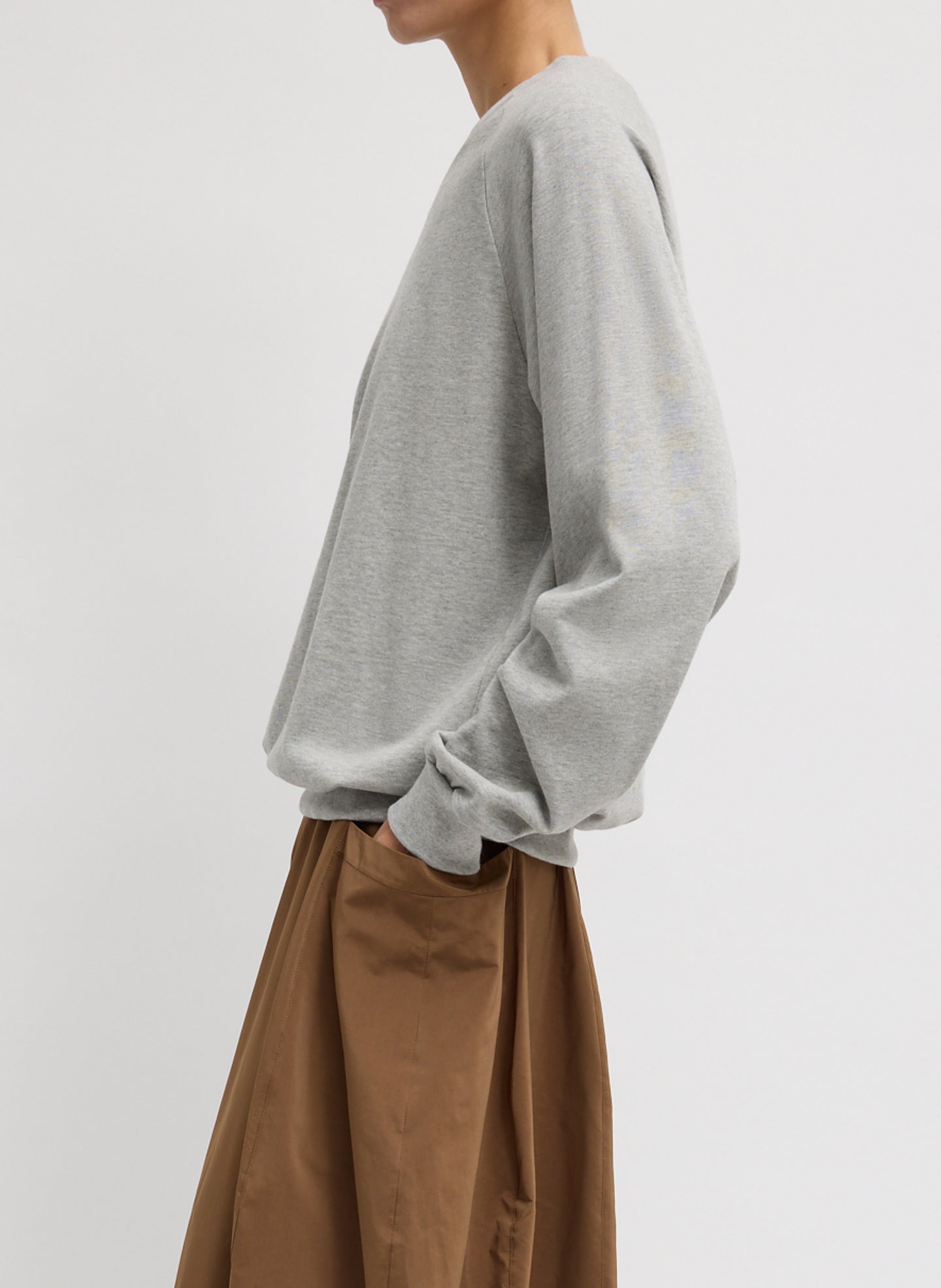 Heather Grey Perfect T Vintage Sweatshirt - v-neck sweatshirt, side view on model