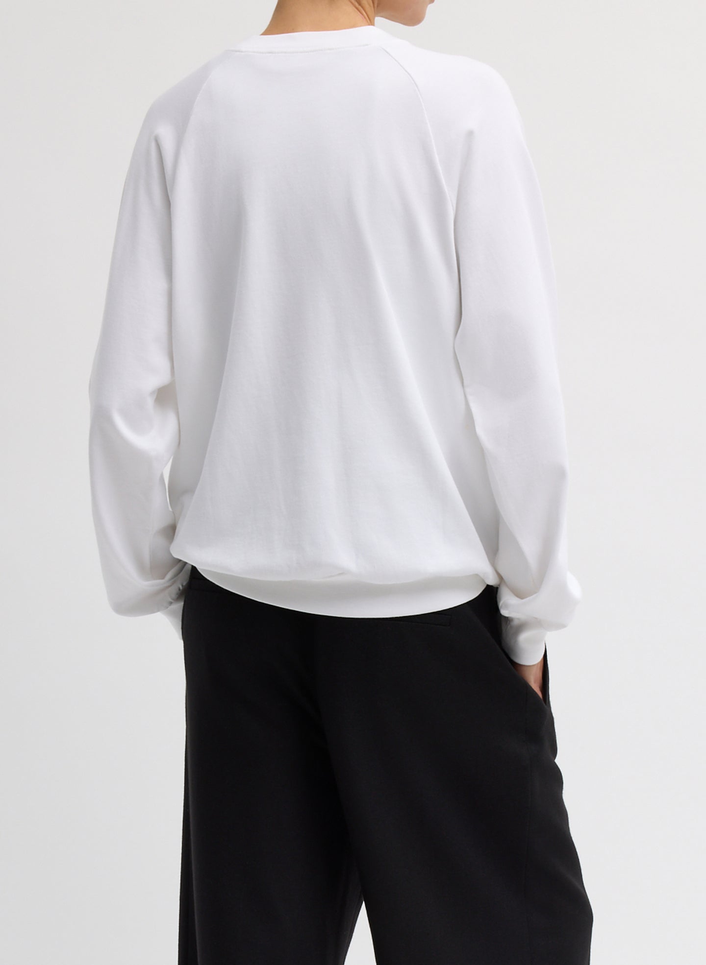 White Perfect T Vintage Sweatshirt - v-neck sweatshirt, back view on model