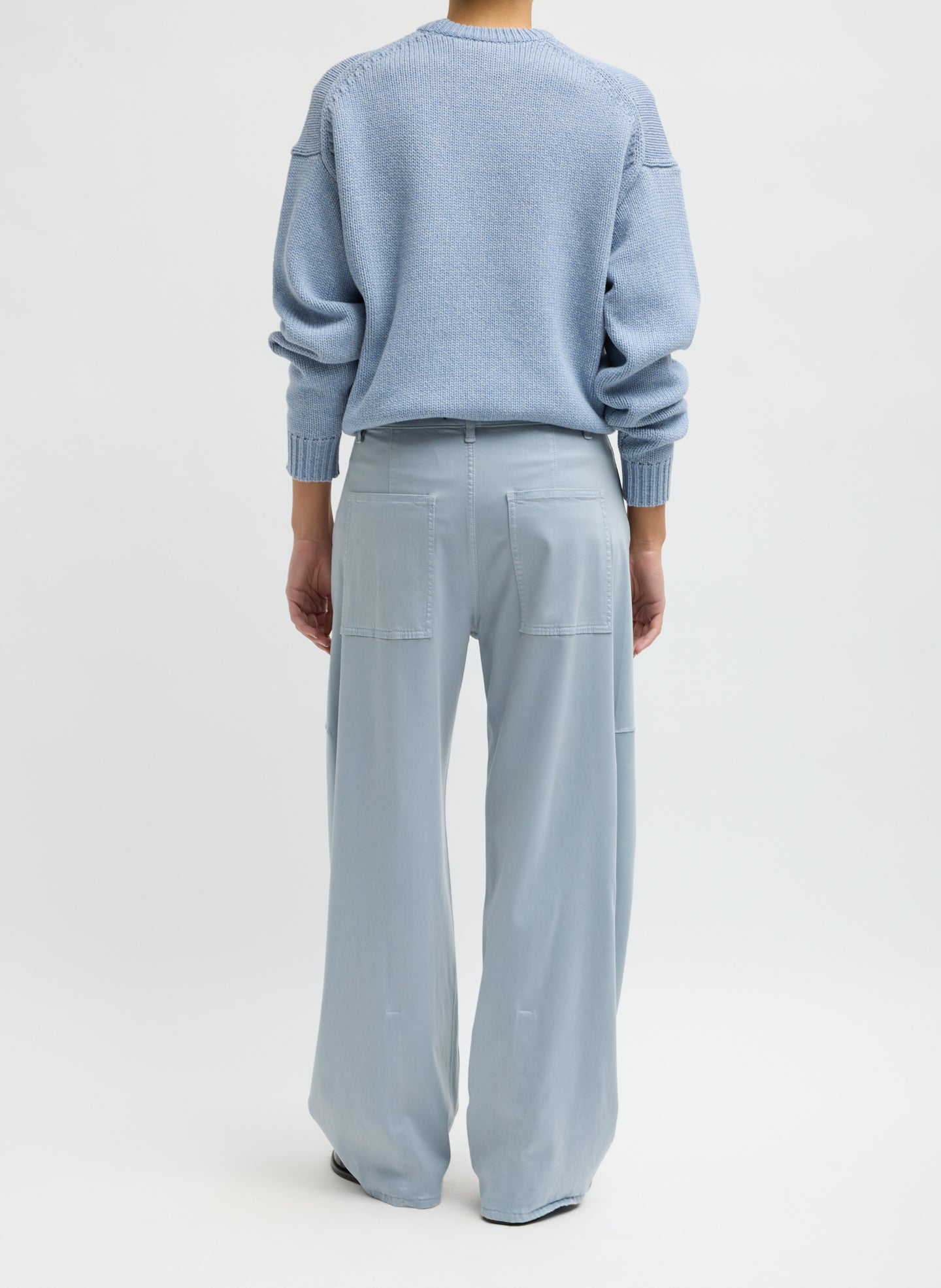 Cool Slate Garment Dyed Stretch Twill Sid Pant - barrel leg, back view on model