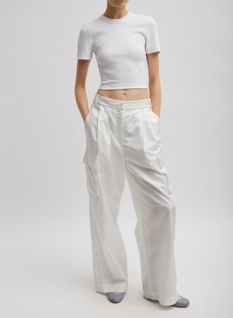 Ribbed Cropped Baby T-Shirt White-4