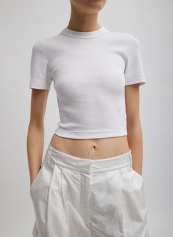Ribbed Cropped Baby T-Shirt White-1