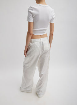 Ribbed Cropped Baby T-Shirt White-5