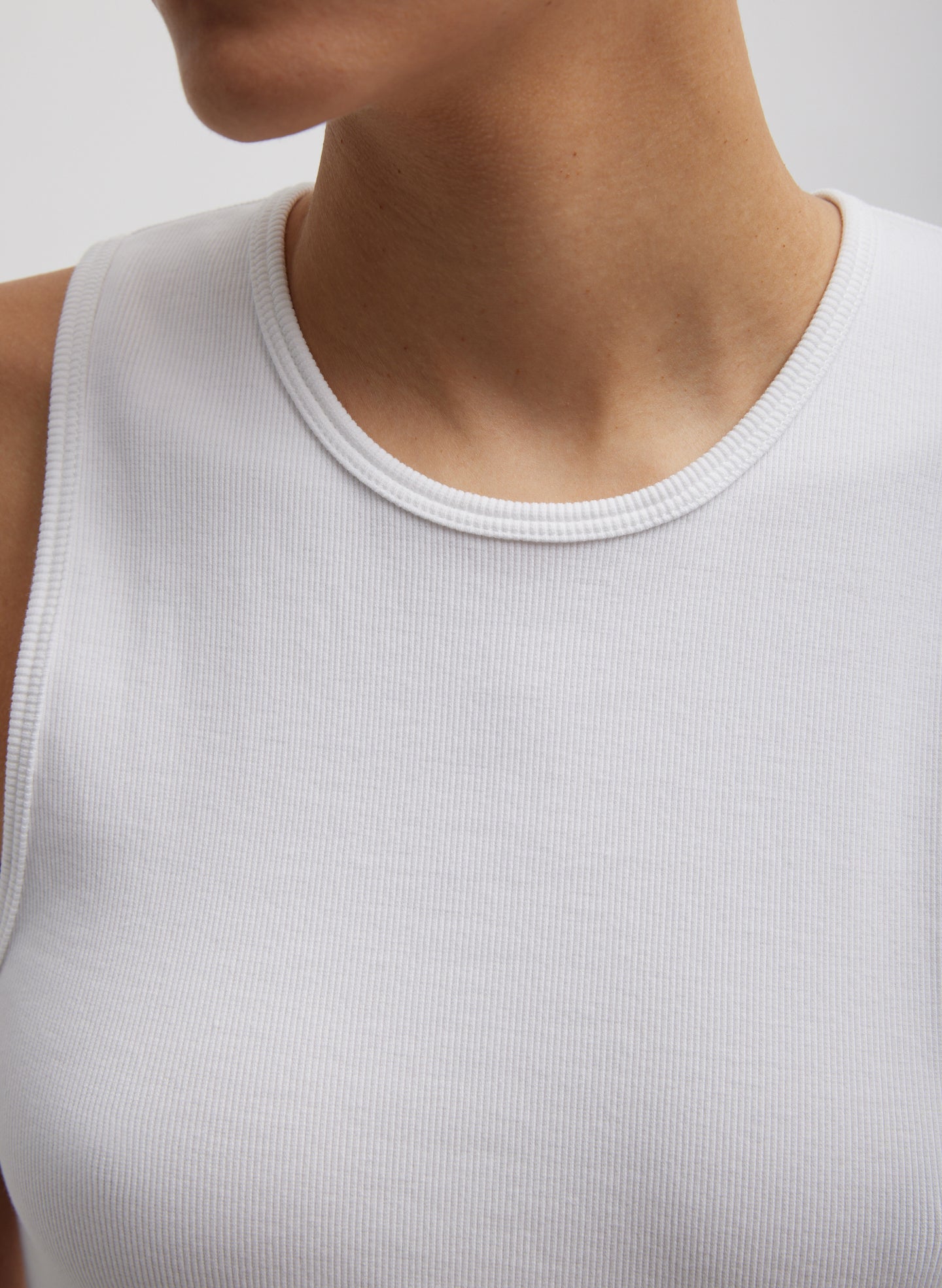 Ribbed T-Shirt Tank - White-1