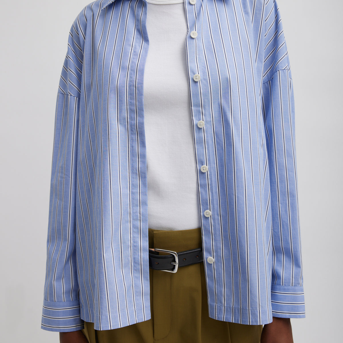 Striped Shirting Gabe Oversized Shirt – Tibi Official