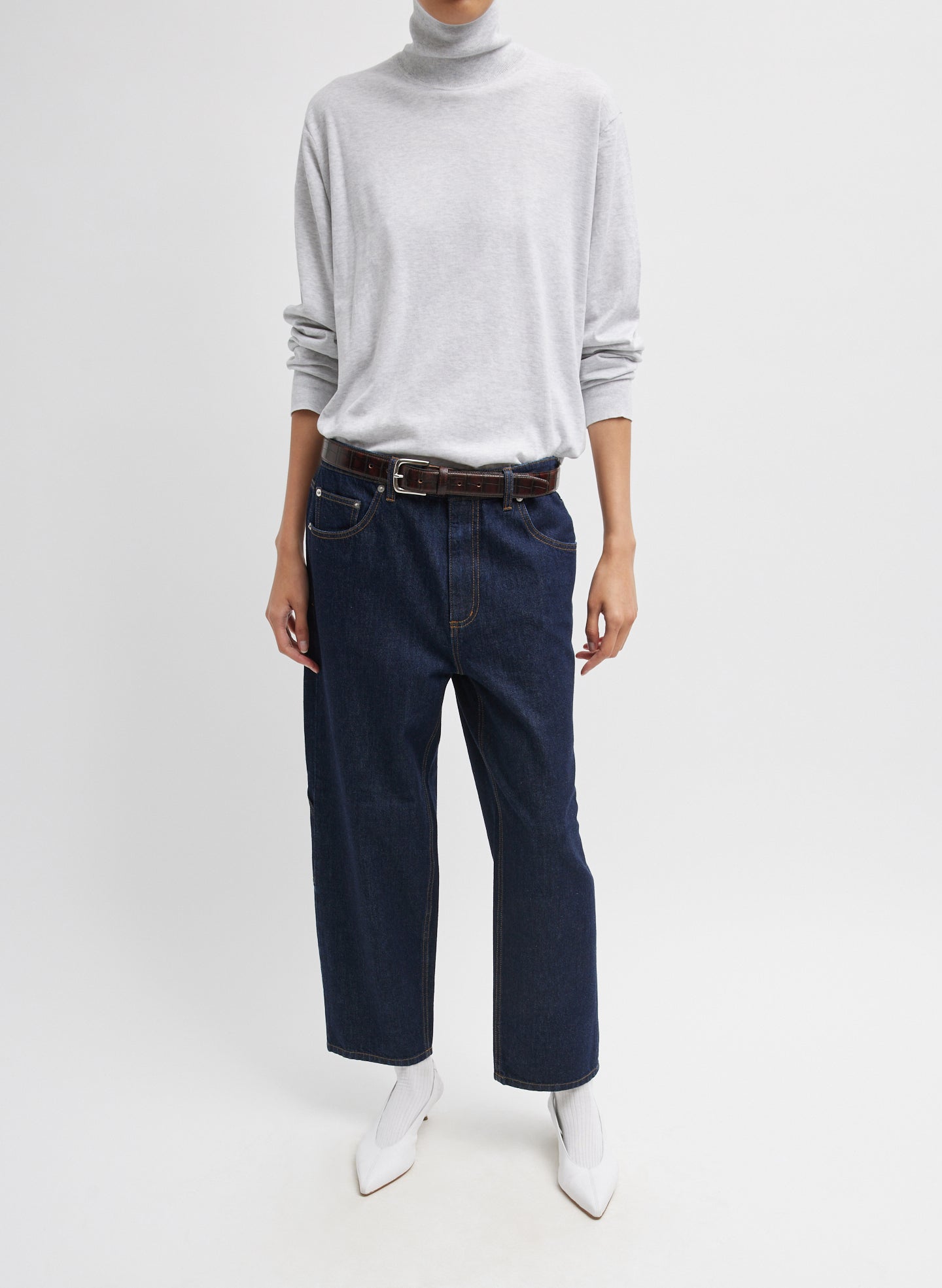 Spring Denim Cropped Slouchy Cargo Jean - Indigo-1