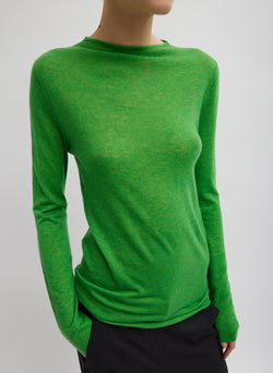 Skinlike Mercerized Wool Soft Sheer Pullover Apricot Green-1