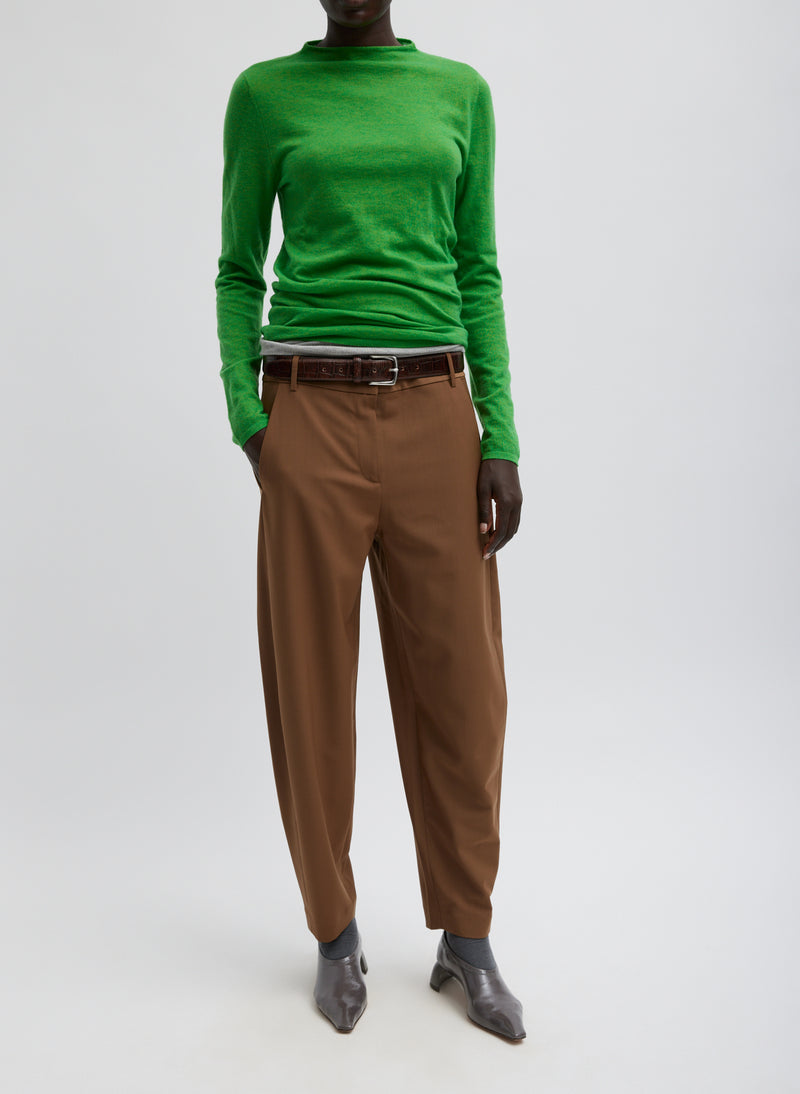 Skinlike Mercerized Wool Soft Sheer Pullover Apricot Green-5