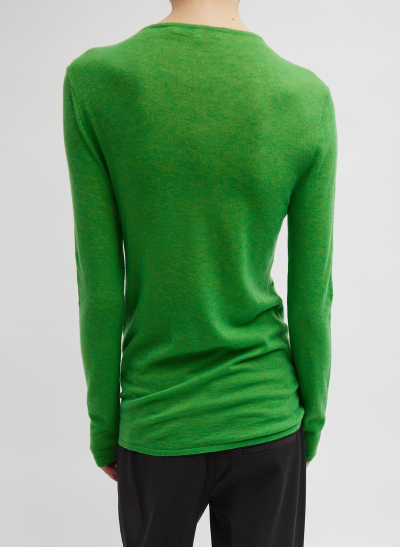 Skinlike Mercerized Wool Soft Sheer Pullover Apricot Green-2