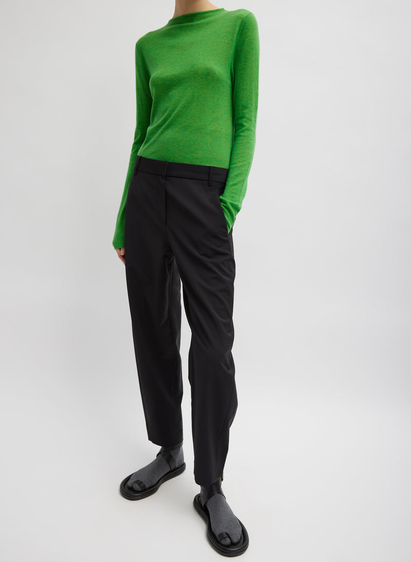 Skinlike Mercerized Wool Soft Sheer Pullover Apricot Green-3