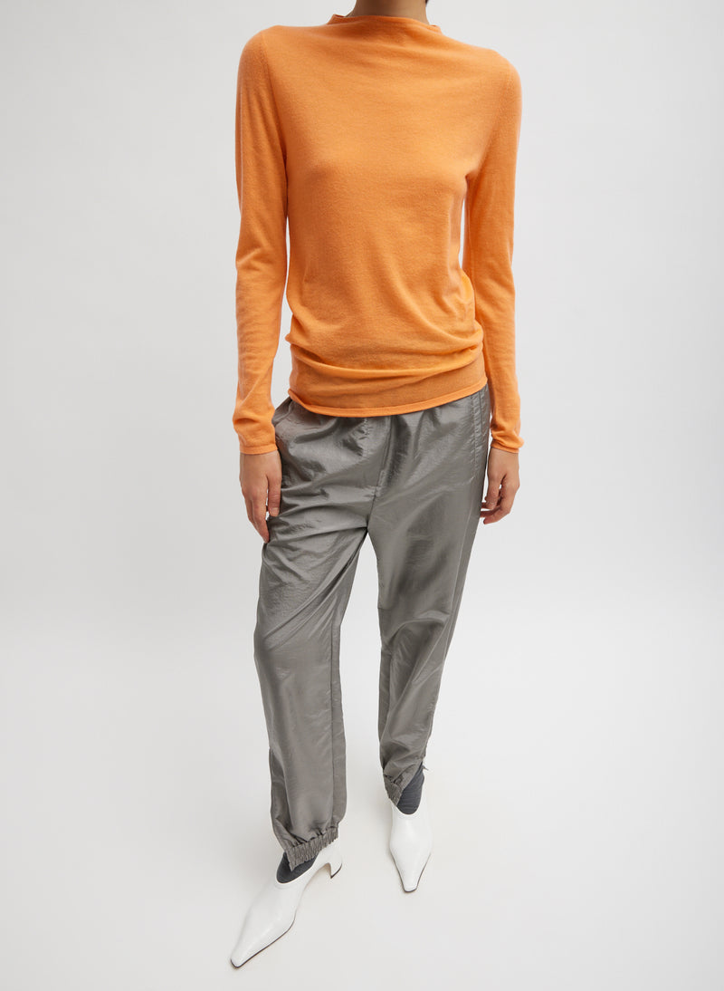 Skinlike Mercerized Wool Soft Sheer Pullover Melon Orange-1