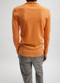 Skinlike Mercerized Wool Soft Sheer Pullover Melon Orange-2