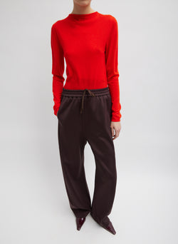 Skinlike Mercerized Wool Soft Sheer Pullover Red-1
